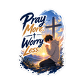 Pray More Worry Less Anime Sticker | sticker