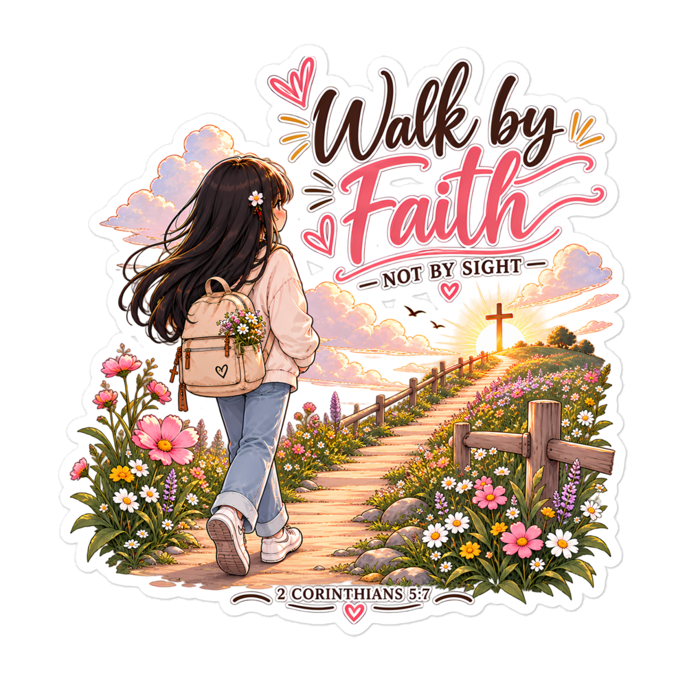 Walk By Faith Not By Sight Chibi Sticker | sticker