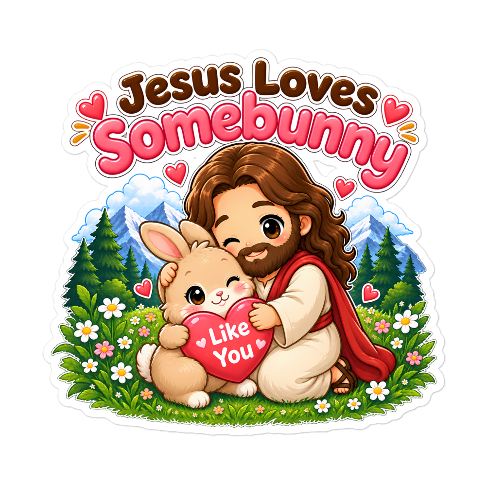 Jesus Loves Somebunny Like You Sticker | sticker