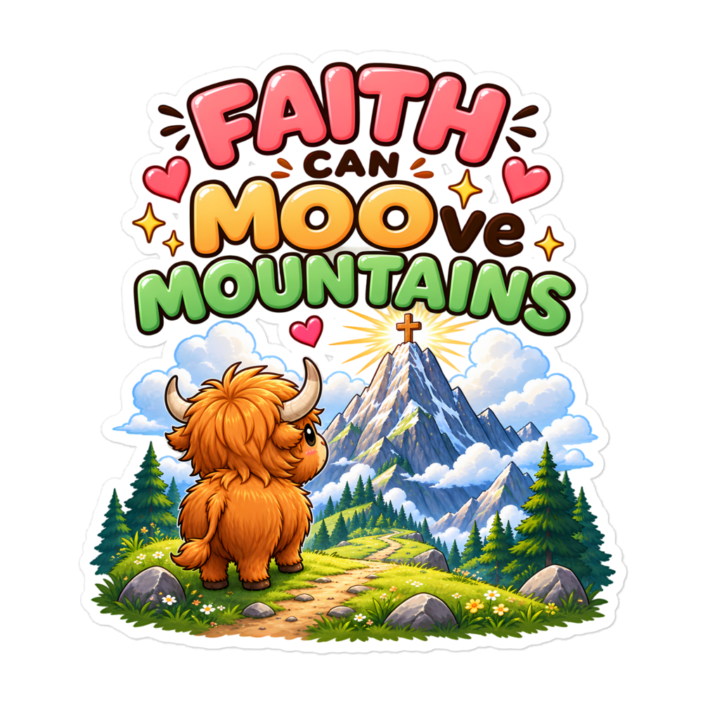 Faith Can Moo-ve Mountains Sticker | sticker