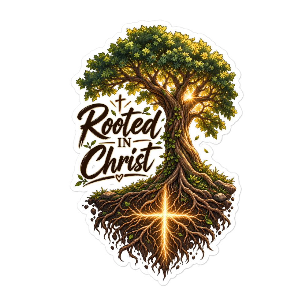 Rooted In Christ Tree Sticker | sticker