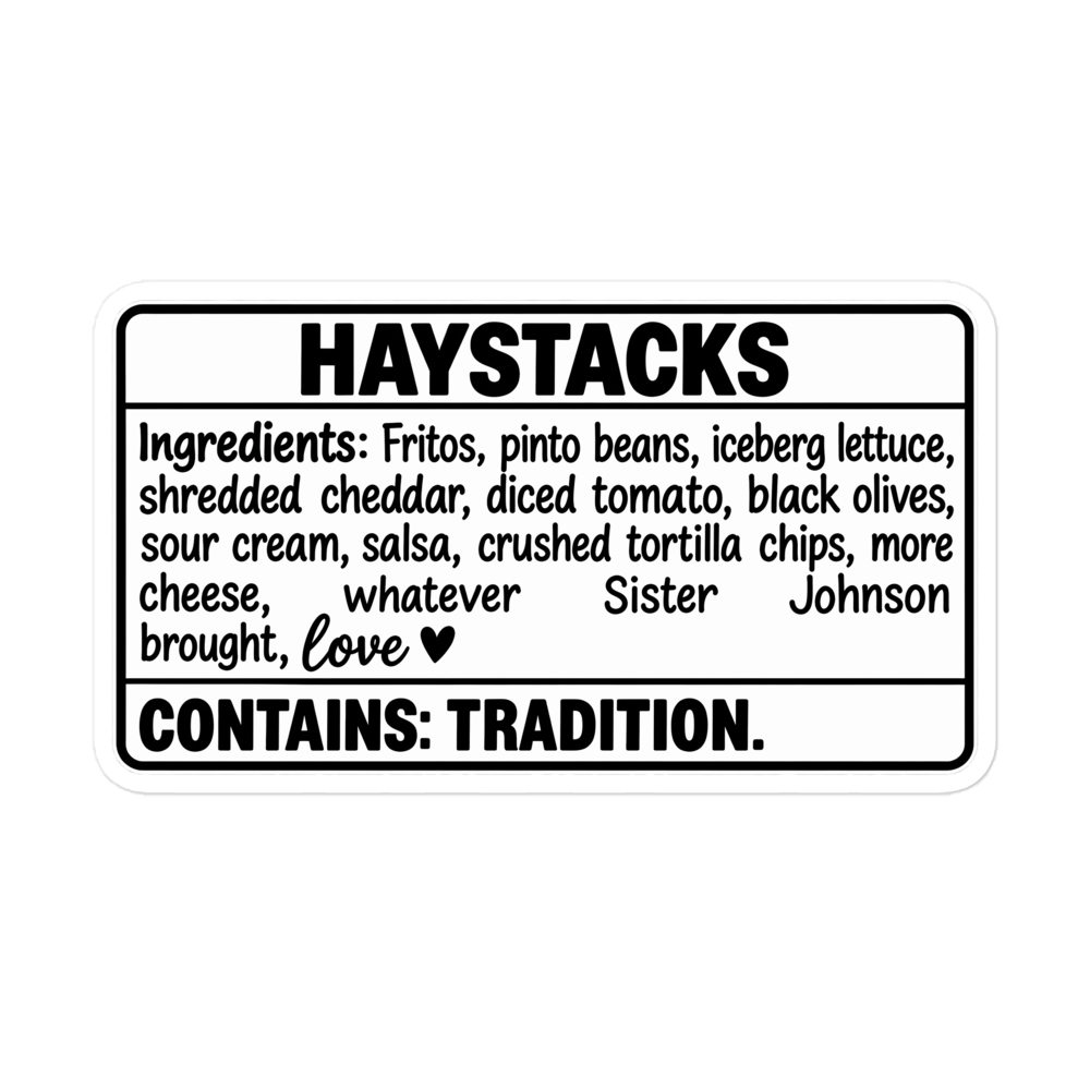 Haystacks Ingredients Label Sticker | sticker