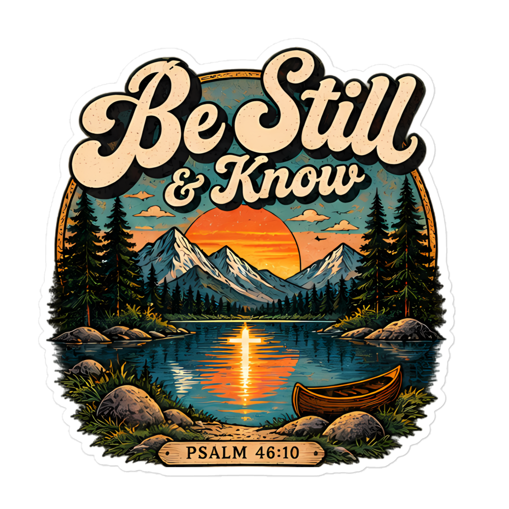 Be Still And Know Retro Lake Sticker | sticker