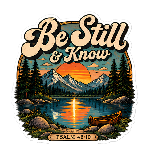 Be Still And Know Retro Lake Sticker | sticker