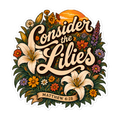 Consider The Lilies Retro Floral Sticker | sticker