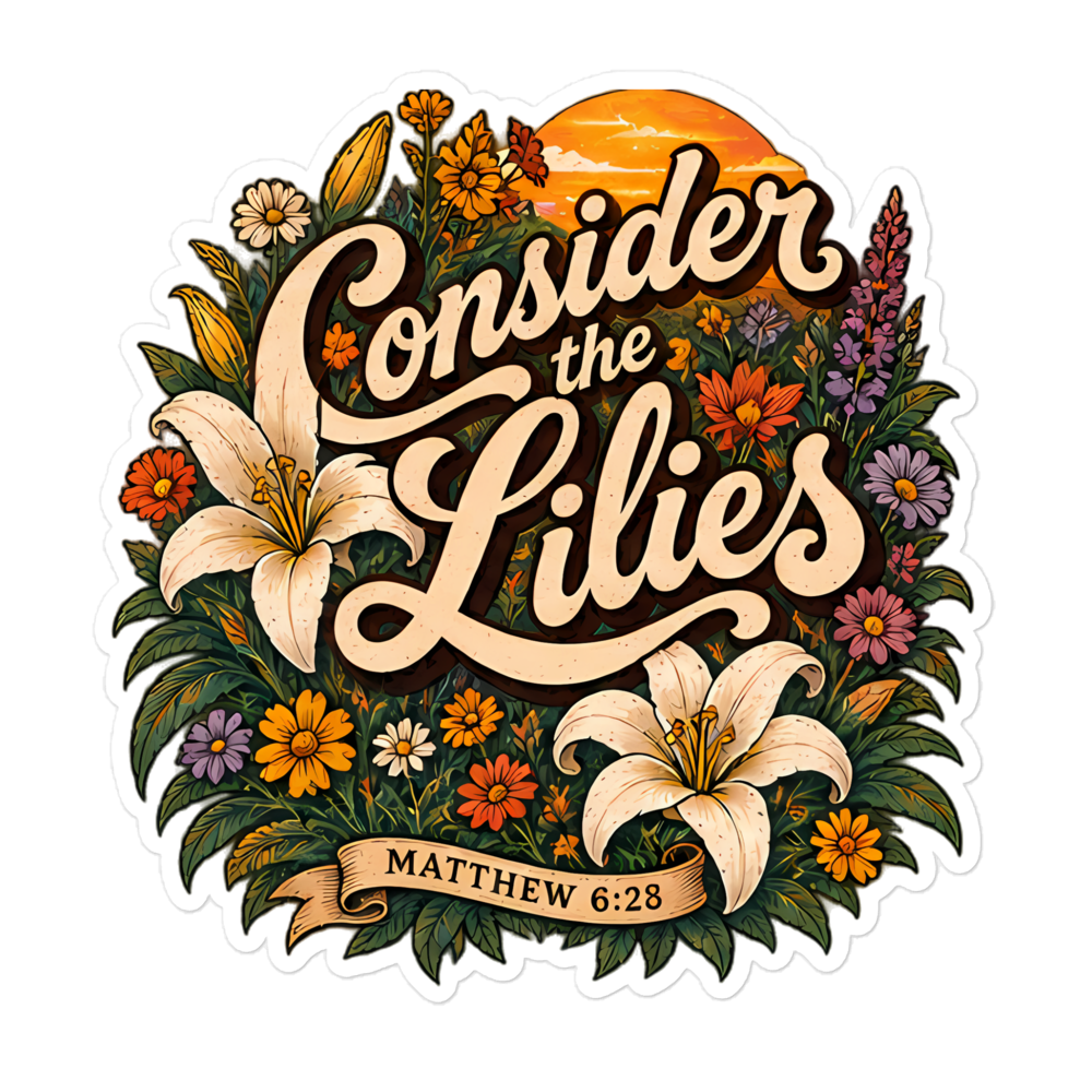 Consider The Lilies Retro Floral Sticker | sticker