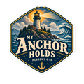 My Anchor Holds Lighthouse Badge Sticker | sticker