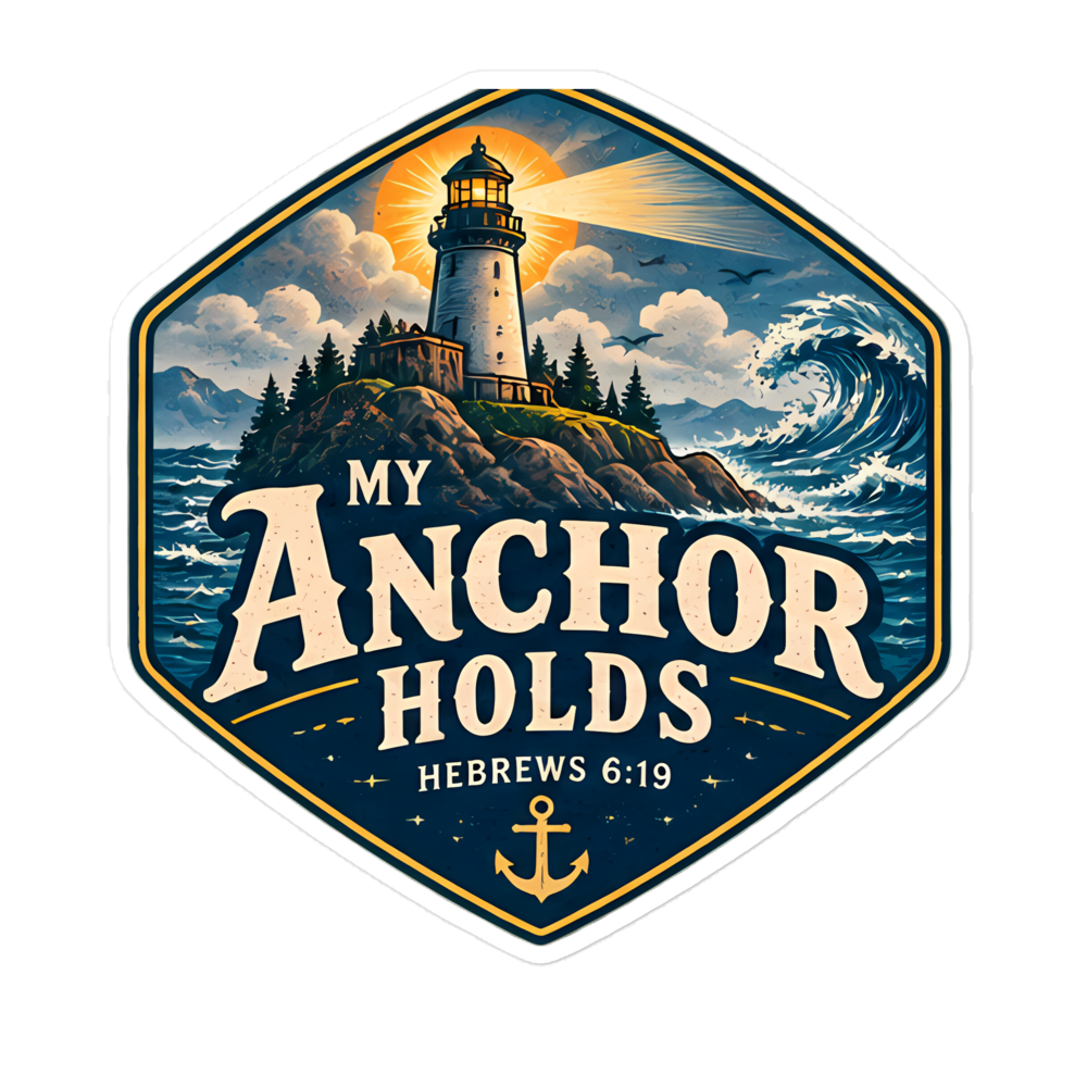 My Anchor Holds Lighthouse Badge Sticker | sticker