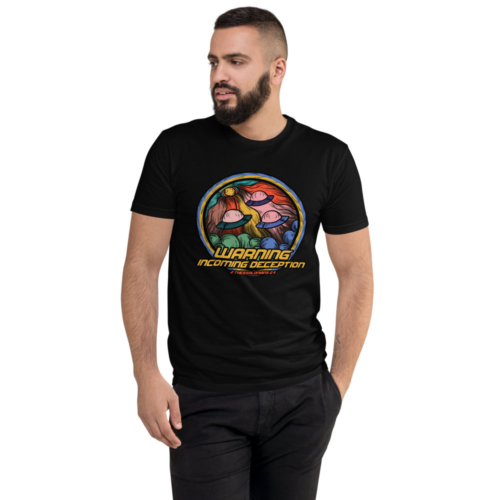 Incoming Deception Men’s Fitted Poly/Cotton T-Shirt