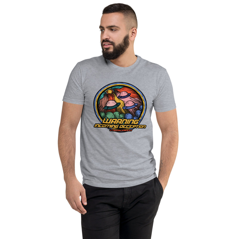 Incoming Deception Men’s Fitted Poly/Cotton T-Shirt