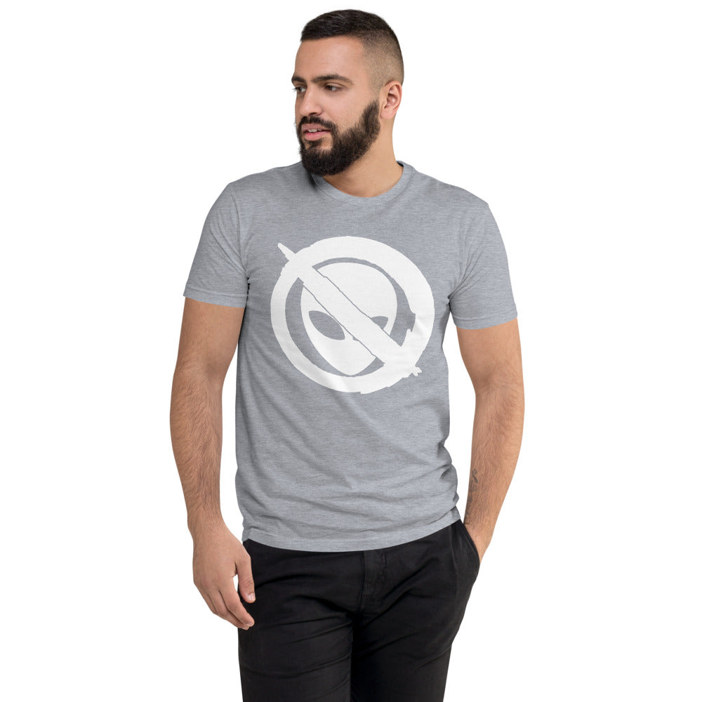 Logo White Men’s Fitted Poly/Cotton T-Shirt