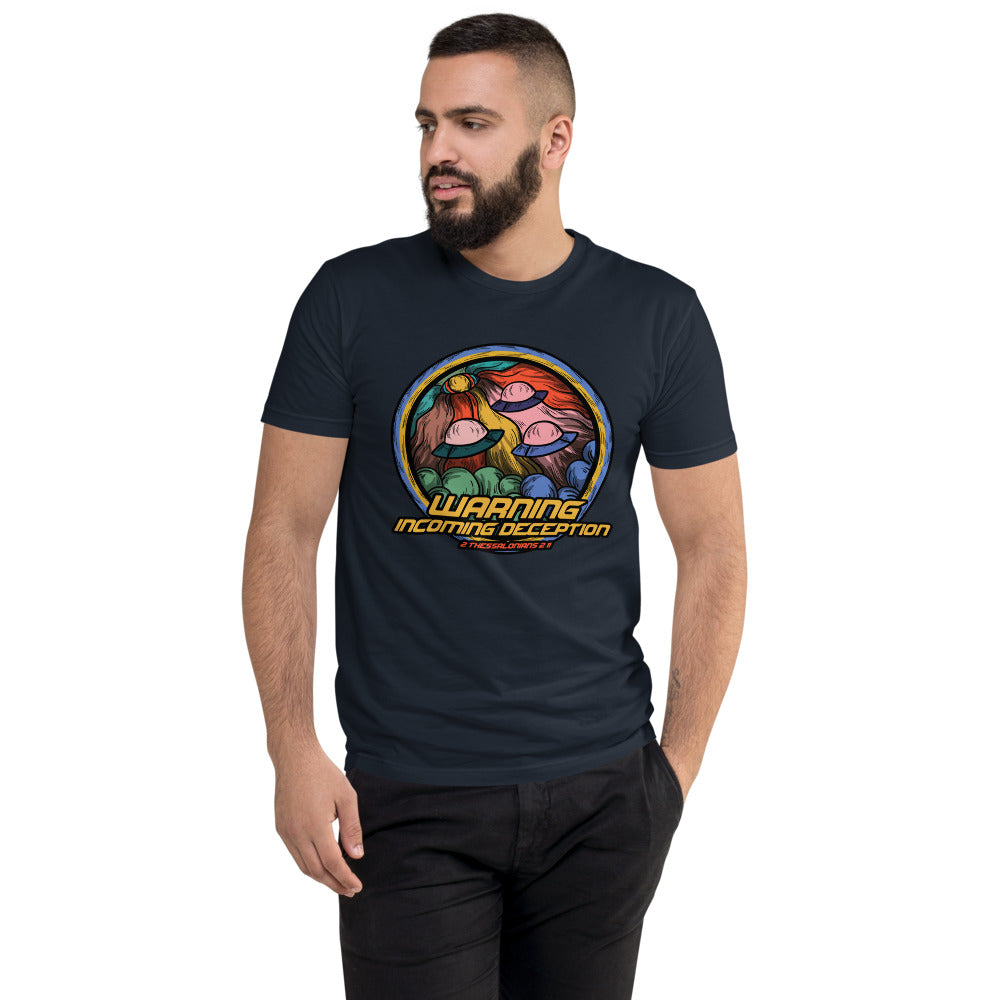 Incoming Deception Men’s Fitted Poly/Cotton T-Shirt