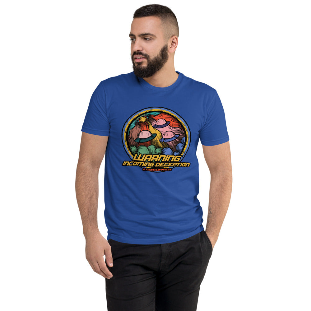 Incoming Deception Men’s Fitted Poly/Cotton T-Shirt