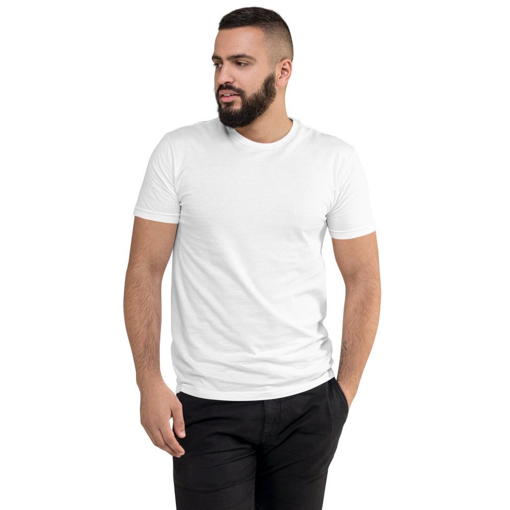 Logo White Men’s Fitted Poly/Cotton T-Shirt