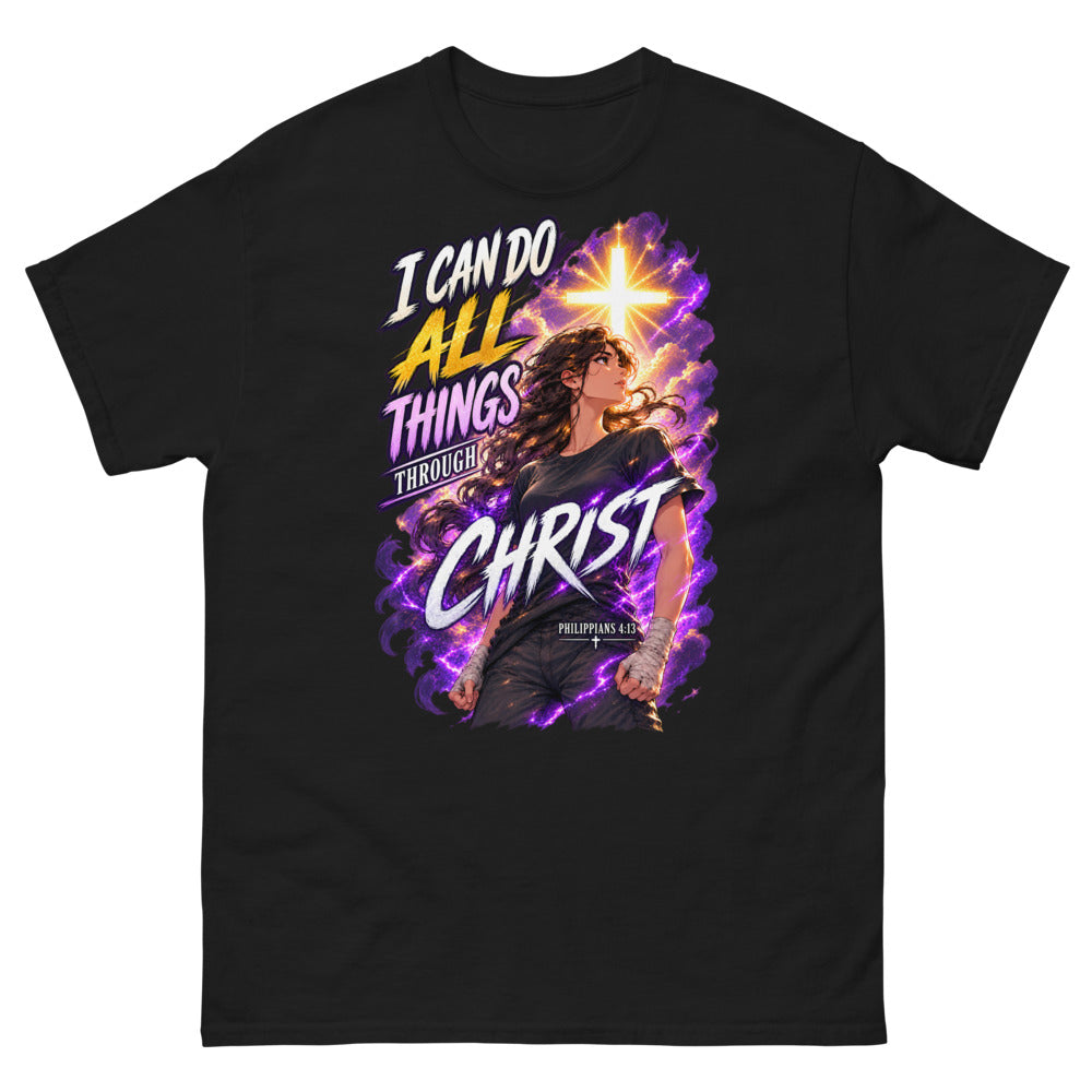 I Can Do All Things Through Christ Anime T-Shirt | colour: Black