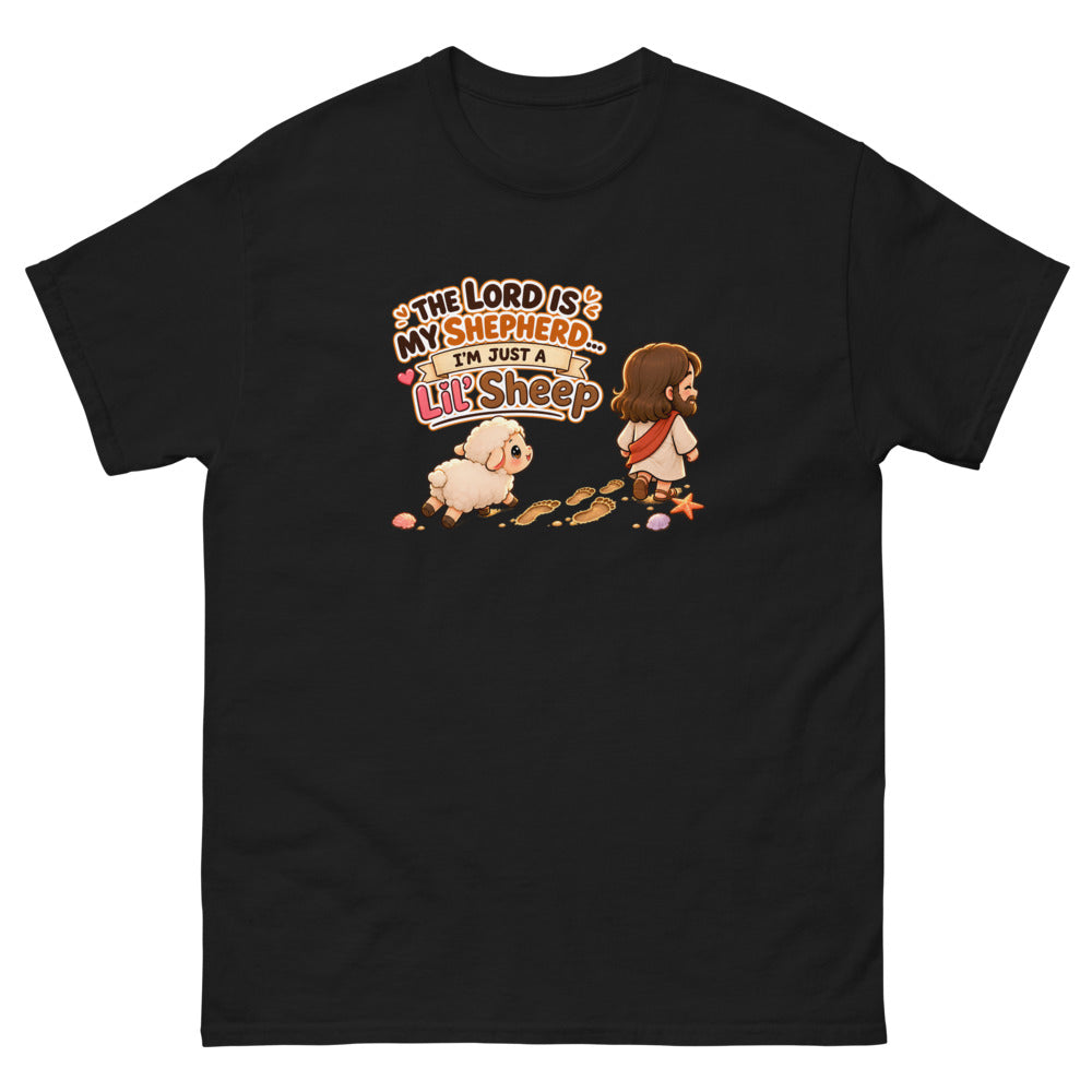 The Lord Is My Shepherd, I'm Just A Lil' Sheep T-Shirt | colour: Black