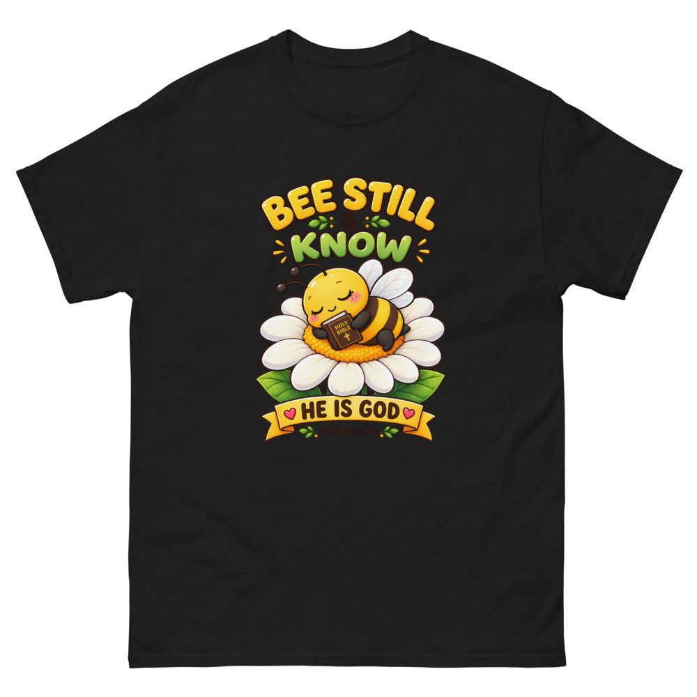 Bee Still And Know T-Shirt | colour: Black