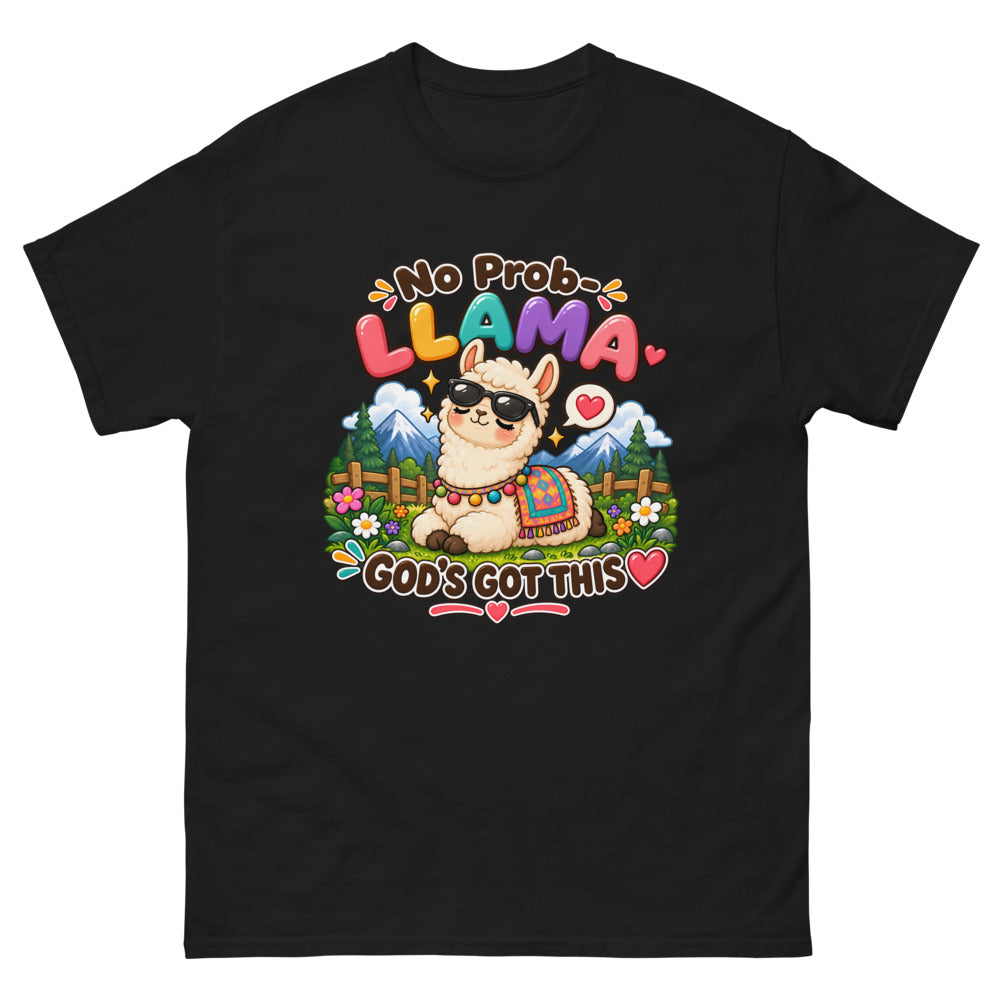 No Prob-Llama God's Got This T-Shirt | colour: Black