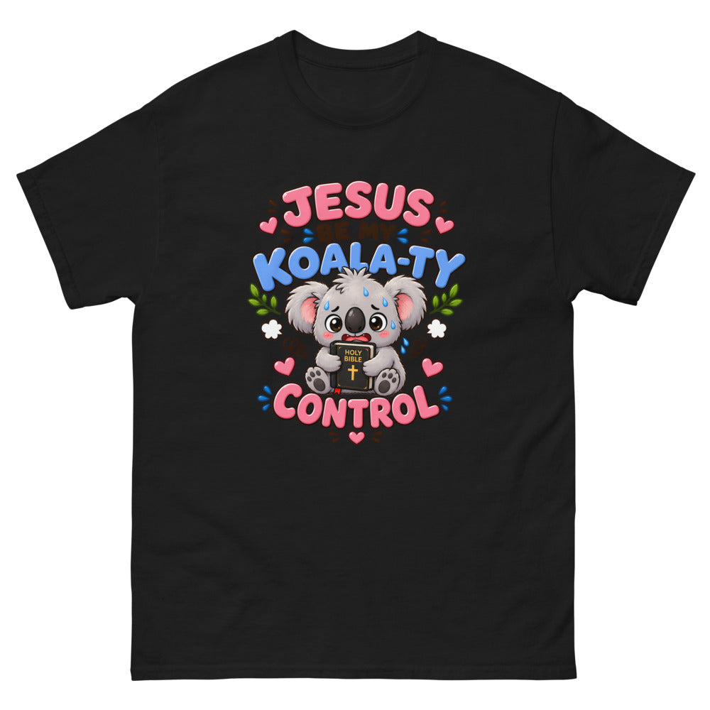 Jesus Be My Koala-ty Control T-Shirt | colour: Black