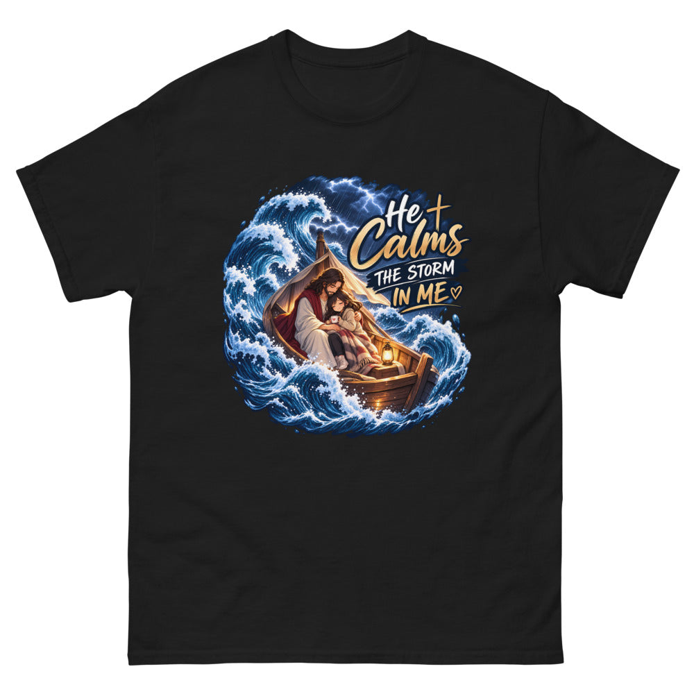 He Calms The Storm In Me T-Shirt | colour: Black