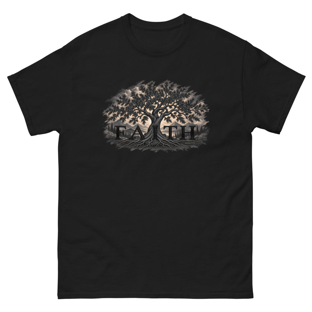 Faith Tree Engraved T-Shirt | colour: Black