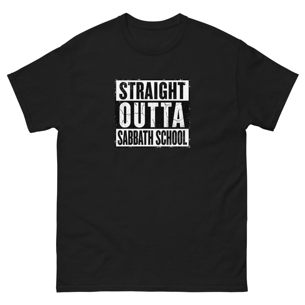 Straight Outta Sabbath School T-Shirt | colour: Black