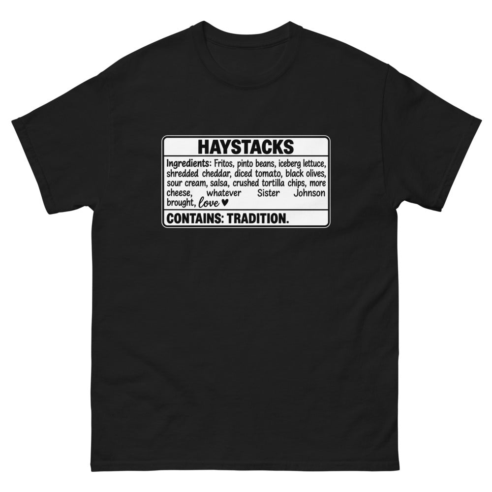 Haystacks Ingredients Label T-Shirt | colour: Black
