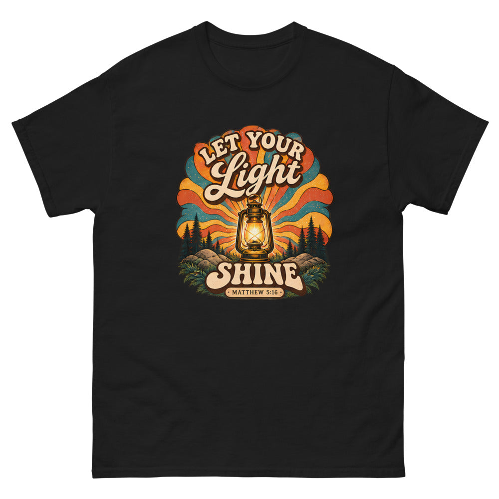 Let Your Light Shine Retro Lantern T-Shirt | colour: Black