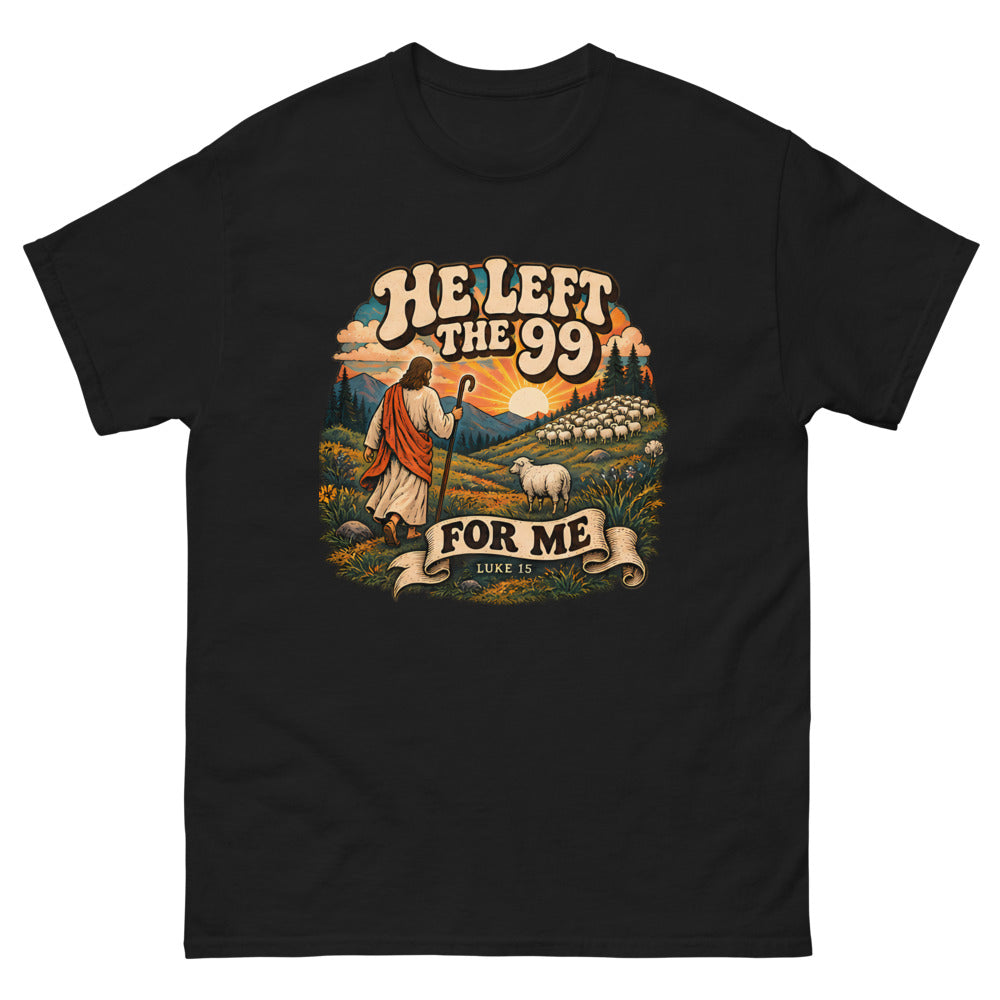 He Left The 99 For Me Retro Groovy T-Shirt | colour: Black