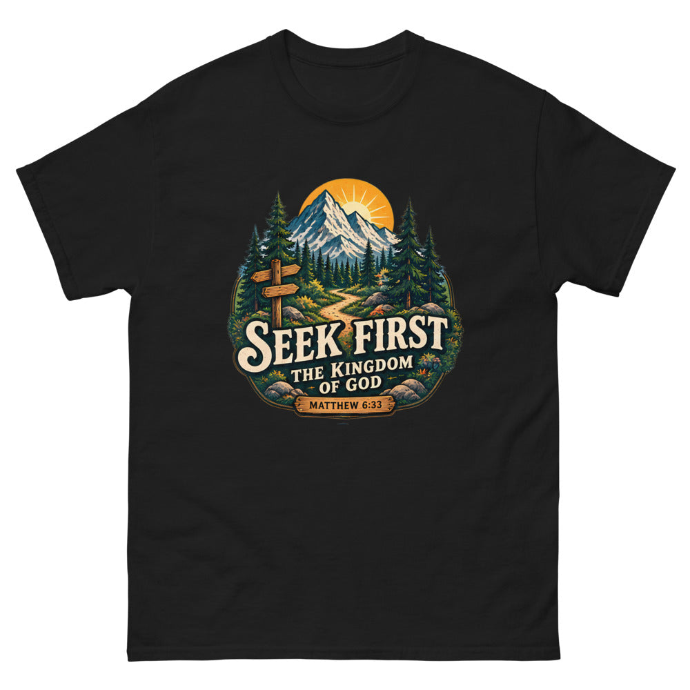 Seek First The Kingdom Trail Badge T-Shirt | colour: Black