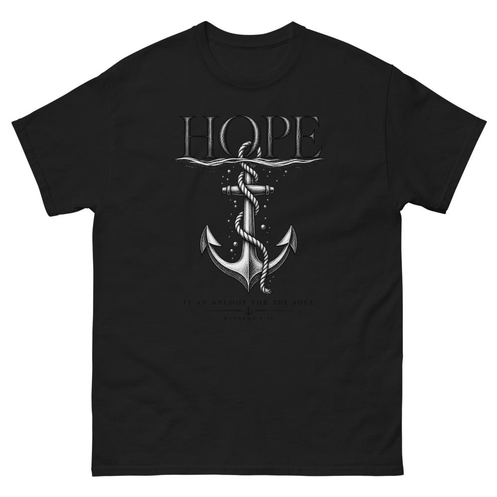 Hope Is An Anchor Engraved T-Shirt | colour: Black