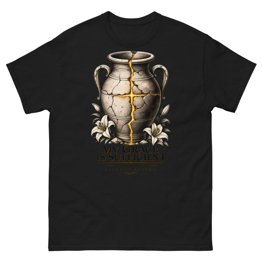 My Grace Is Sufficient Kintsugi T-Shirt | colour: Black