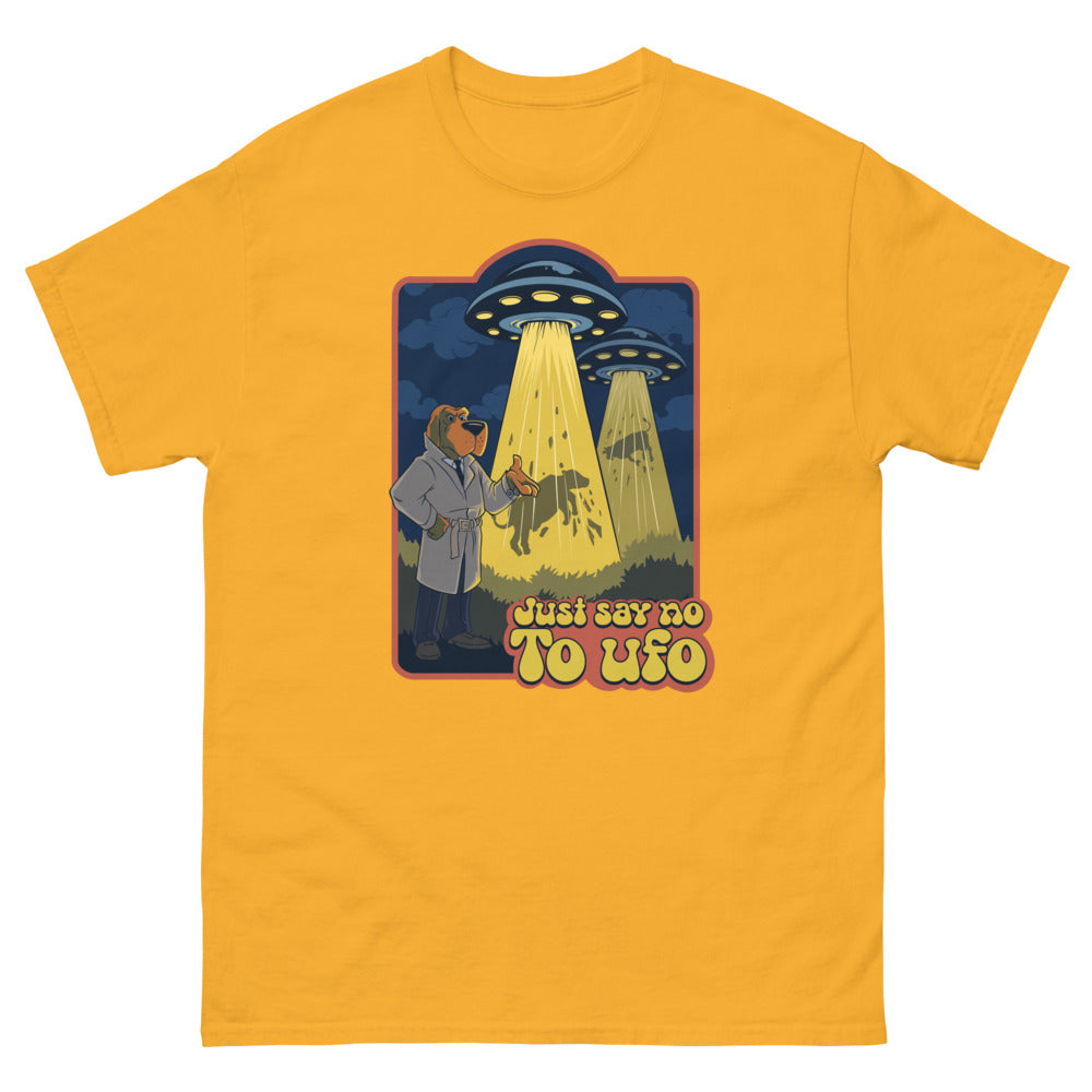 Alien Crime Men’s Fitted Poly/Cotton T-Shirt | colour: Gold
