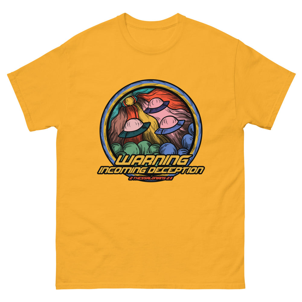 Incoming Deception Men’s Fitted Poly/Cotton T-Shirt | colour: Gold