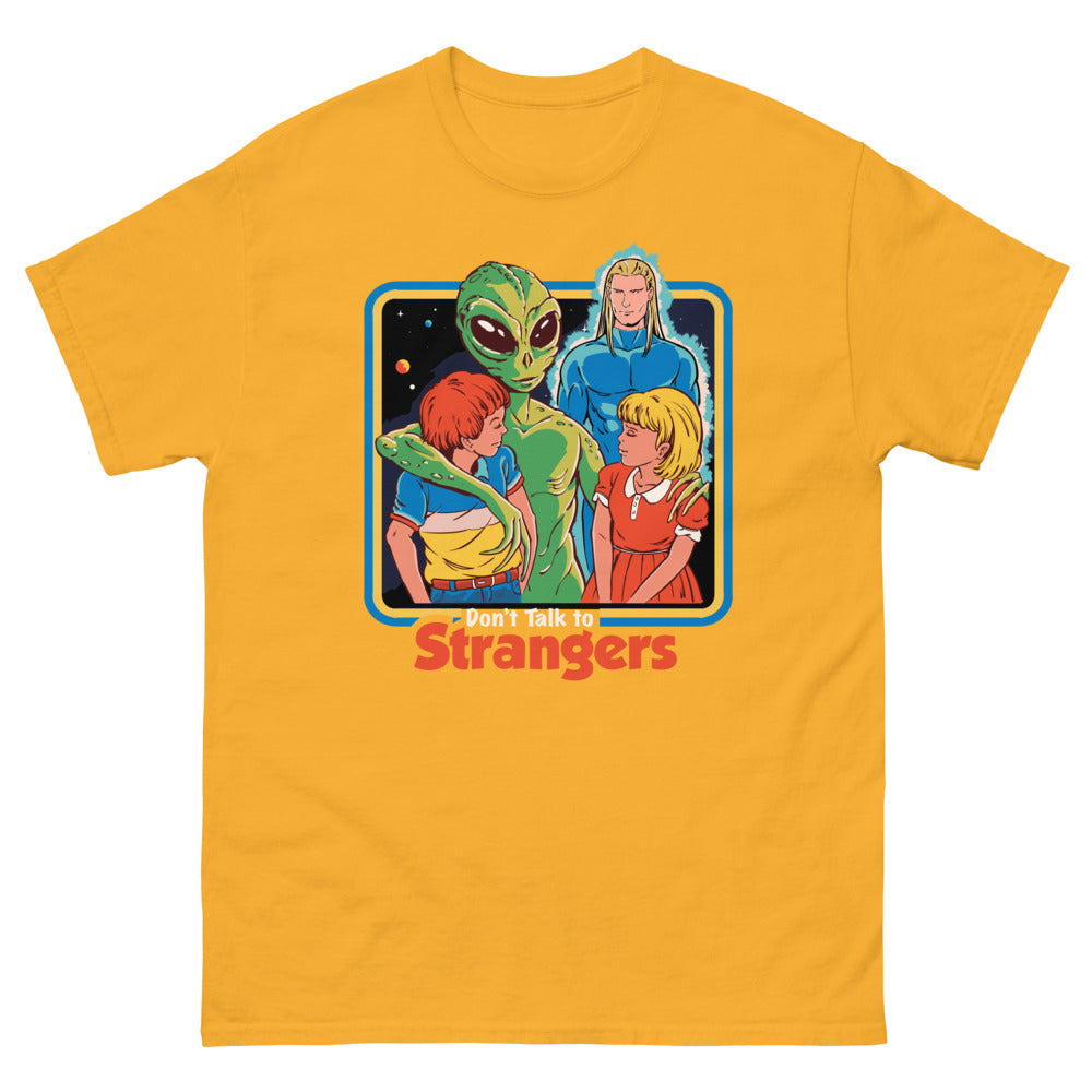 Dont Talk To Strangers Men’s Fitted Poly/Cotton T-Shirt | colour: Gold