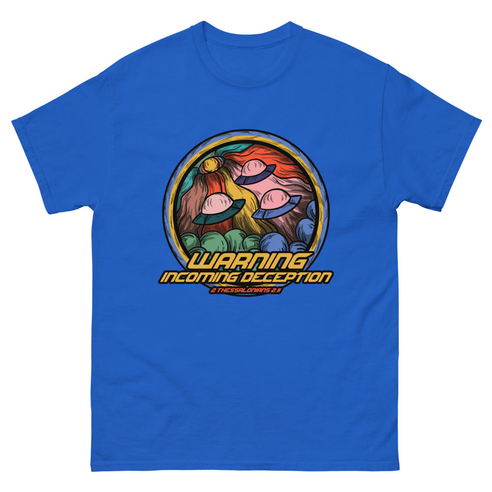 Incoming Deception Men’s Fitted Poly/Cotton T-Shirt | colour: Royal