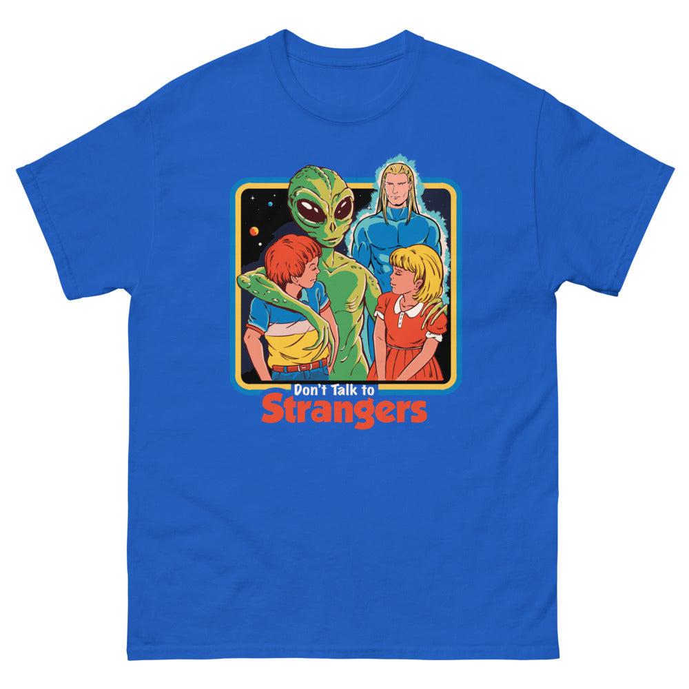 Dont Talk To Strangers Men’s Fitted Poly/Cotton T-Shirt | colour: Royal