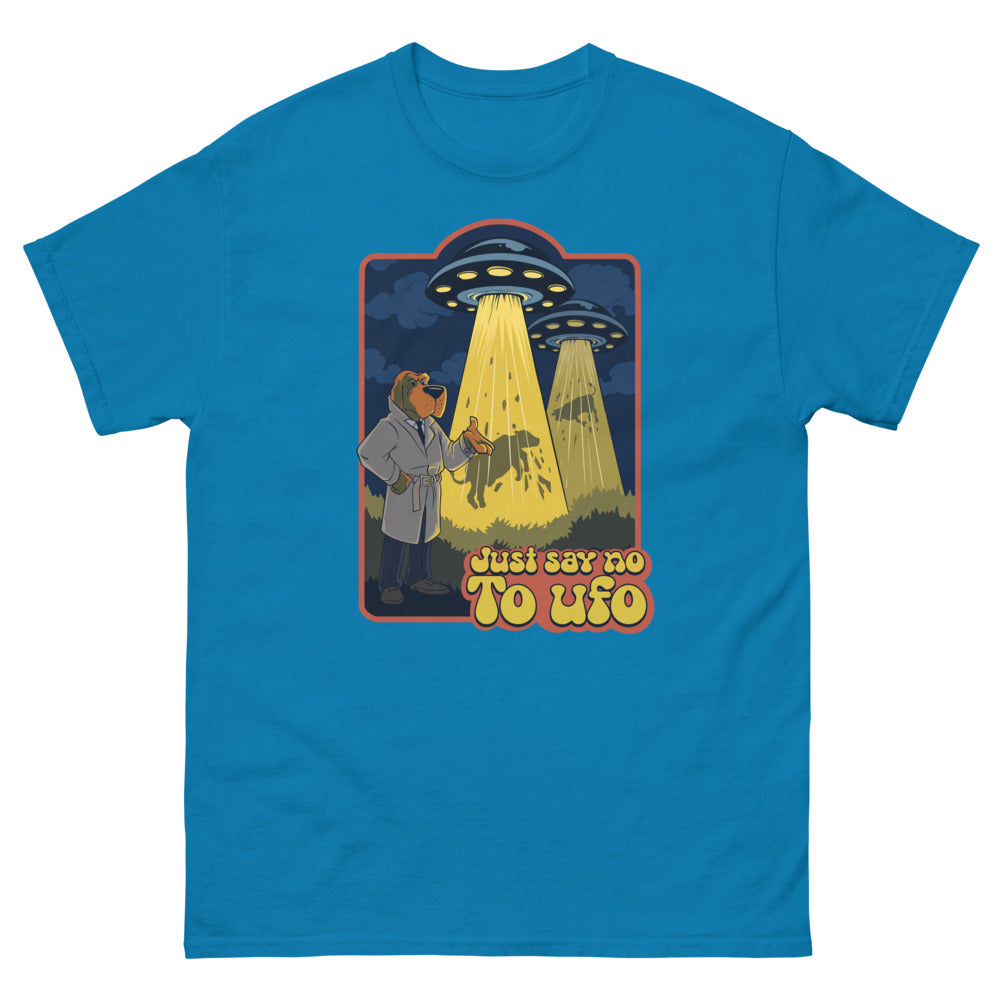 Alien Crime Afraid Alien Men’s Fitted Poly/Cotton T-Shirt | colour: Sapphire