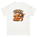 Cartoon highland cow with chibi Jesus and the words God's Got Moo