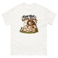 Chibi Jesus tucking a blanket around three sheep with the words Fear Not Little Flock