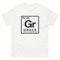 Periodic table tile reading Gr, Grace, atomic mass immeasurable