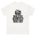 Glitching retro television with the words Real Eyes Realize Real Lies