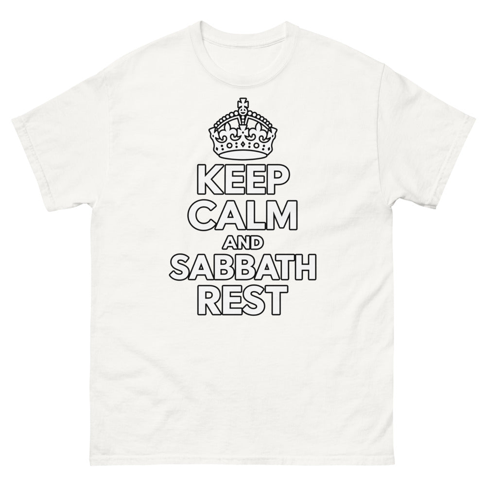 Crown above heavy caps reading Keep Calm And Sabbath Rest