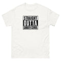Distressed block lettering reading Straight Outta Sabbath School