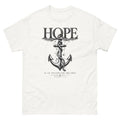 Engraved anchor below the waterline with the words Hope Is An Anchor For The Soul
