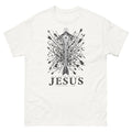 One straight arrow among many bent arrows aimed at a cross, reading Fix Your Eyes On Jesus