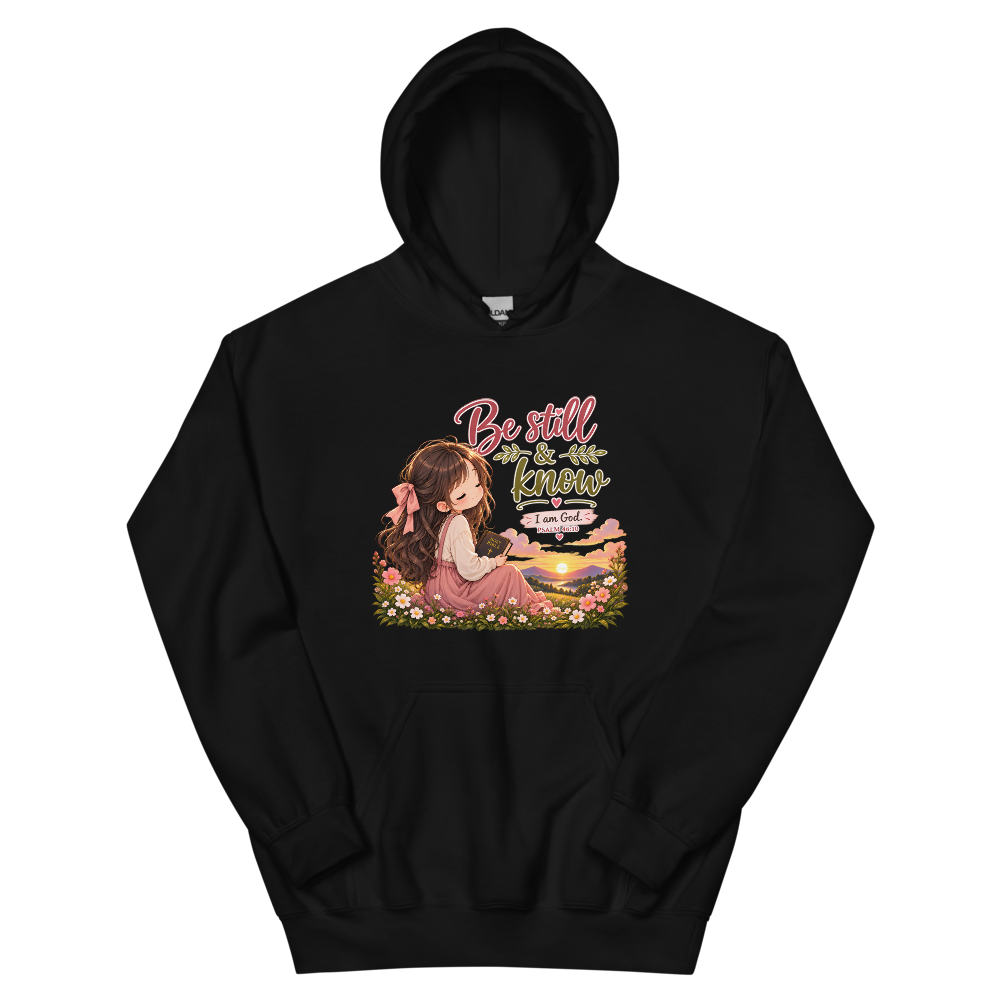 Be Still And Know Chibi Hoodie | colour: Black