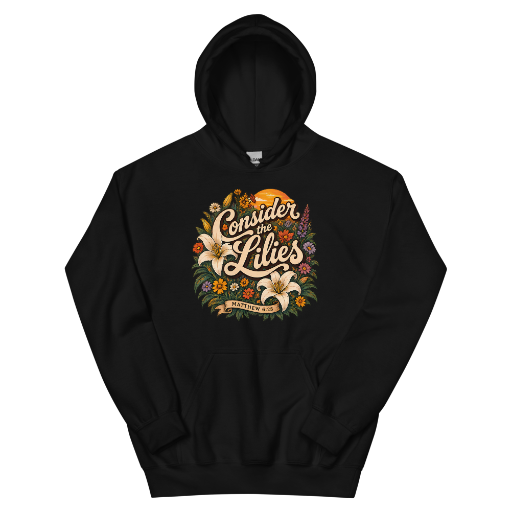 Consider The Lilies Retro Floral T-Shirt | gc: Hoodie/Black