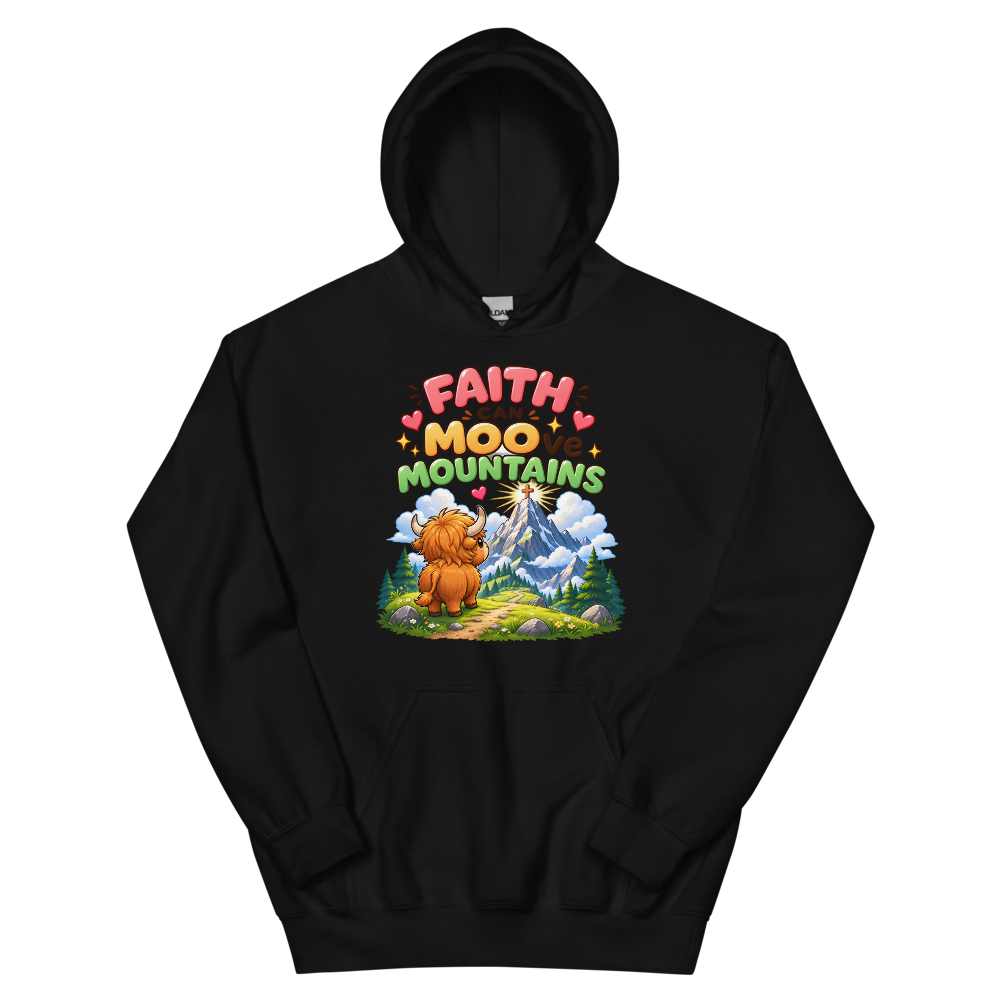 Faith Can Moo-ve Mountains Hoodie | colour: Black