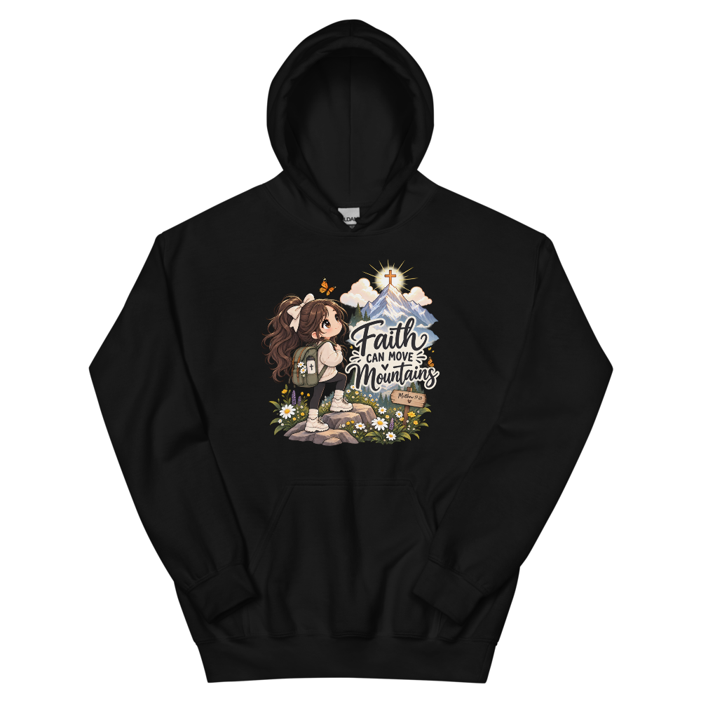 Faith Can Move Mountains Chibi Hoodie | colour: Black